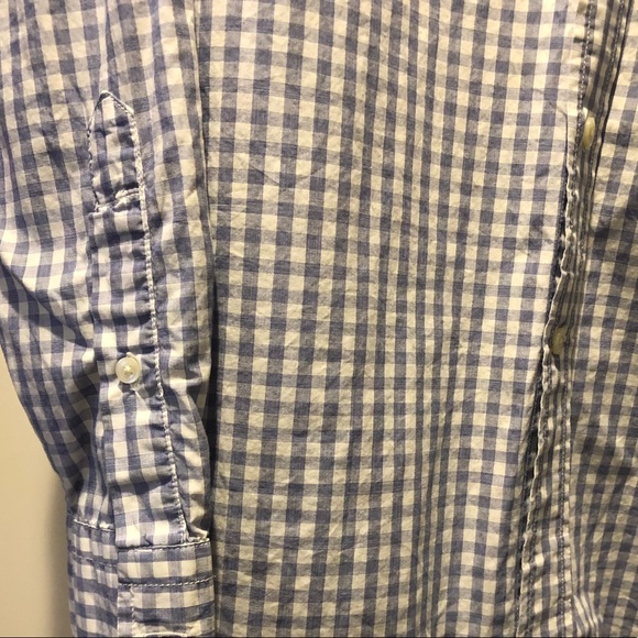 Gap blue gingham plaid long sleeve button shirt - Picture 3 of 5